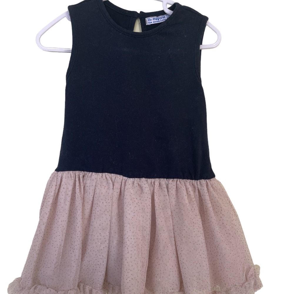 EUC Vintage Mayoral Dress Dark Blue Gold Tulle Dress 24 Months